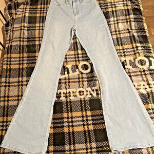 Fasion Nova Size 7 Blue Light-Wash High-Rise Deep In My Soul Flare Jeans NWT